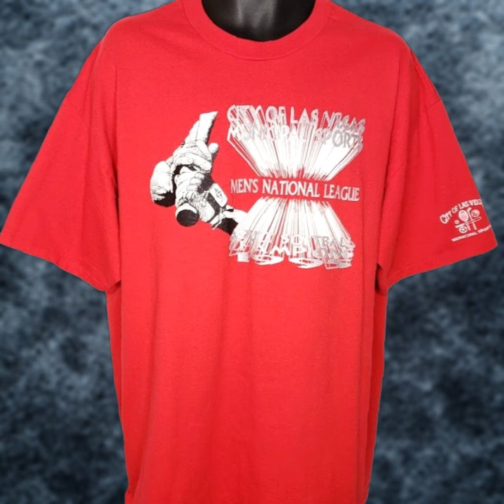 Hanes VINTAGE Hanes Las Vegas Softball T Shirt Mens 2XL Red 90s 1995 Champions Mens Size US XXL / EU 58 / 5 - 1 Thumbnail