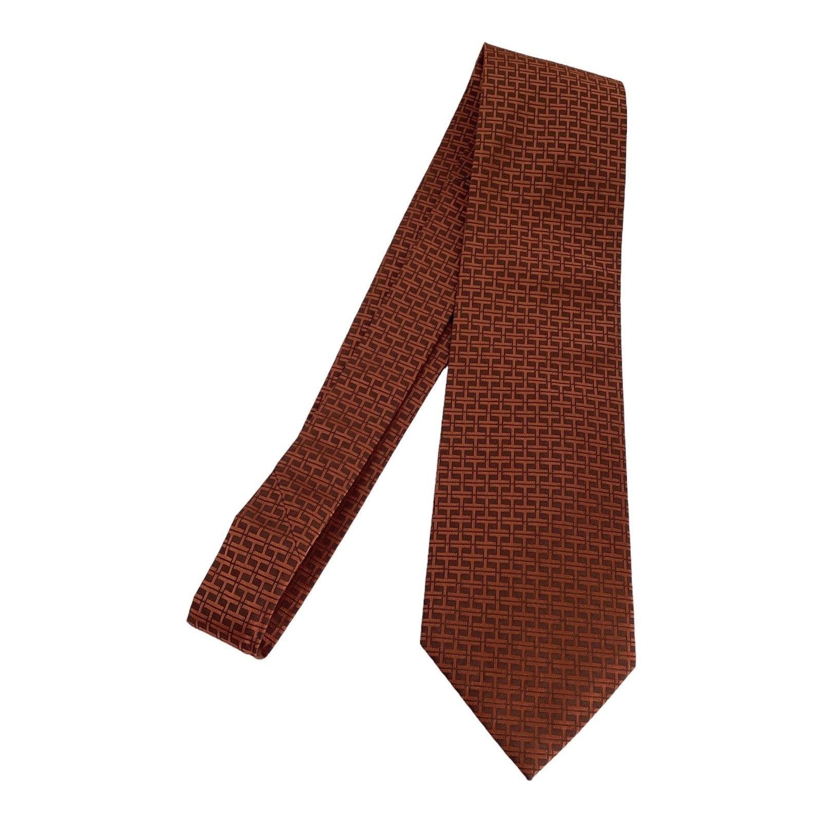 Testoni A.TESTONI Brown Monogrammed " T " Luxury Silk Tie In Italy W Size ONE SIZE - 6 Thumbnail