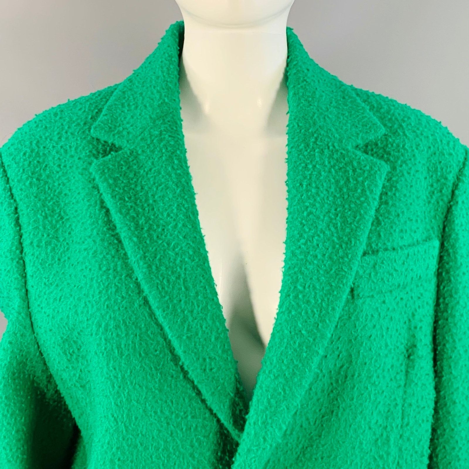 Dsquared2 Size S Green Wool Textured Faux Fur Notch Lapel Coat Size S / US 4 / IT 40 - 2 Thumbnail