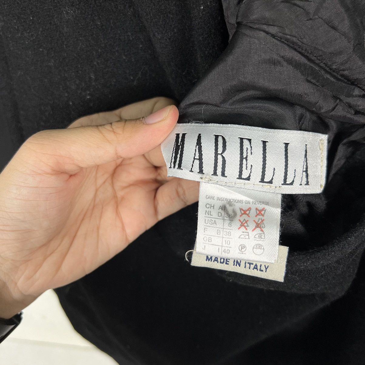 Other 🔥 MARELLA SHADOW BLACK LONG COAT JACKET MADE IN ITALY Size US M / EU 48-50 / 2 - 13 Thumbnail
