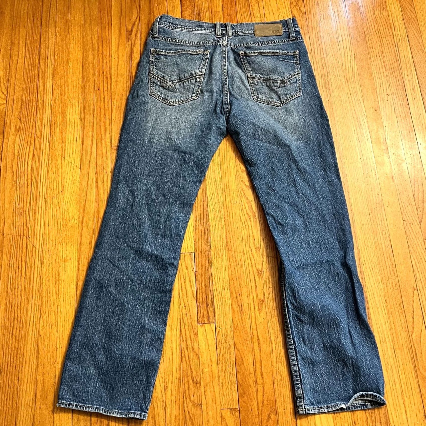 BKE BKE Jeans Mens 32 X30 Jake Straight Blue Denim Buckle Distressed Holes Jeans Mens 32 X30 Blue Buckle Distressed Holes Straight 30in Buckle Holes Mens Size US 32 / EU 48 - 3 Thumbnail