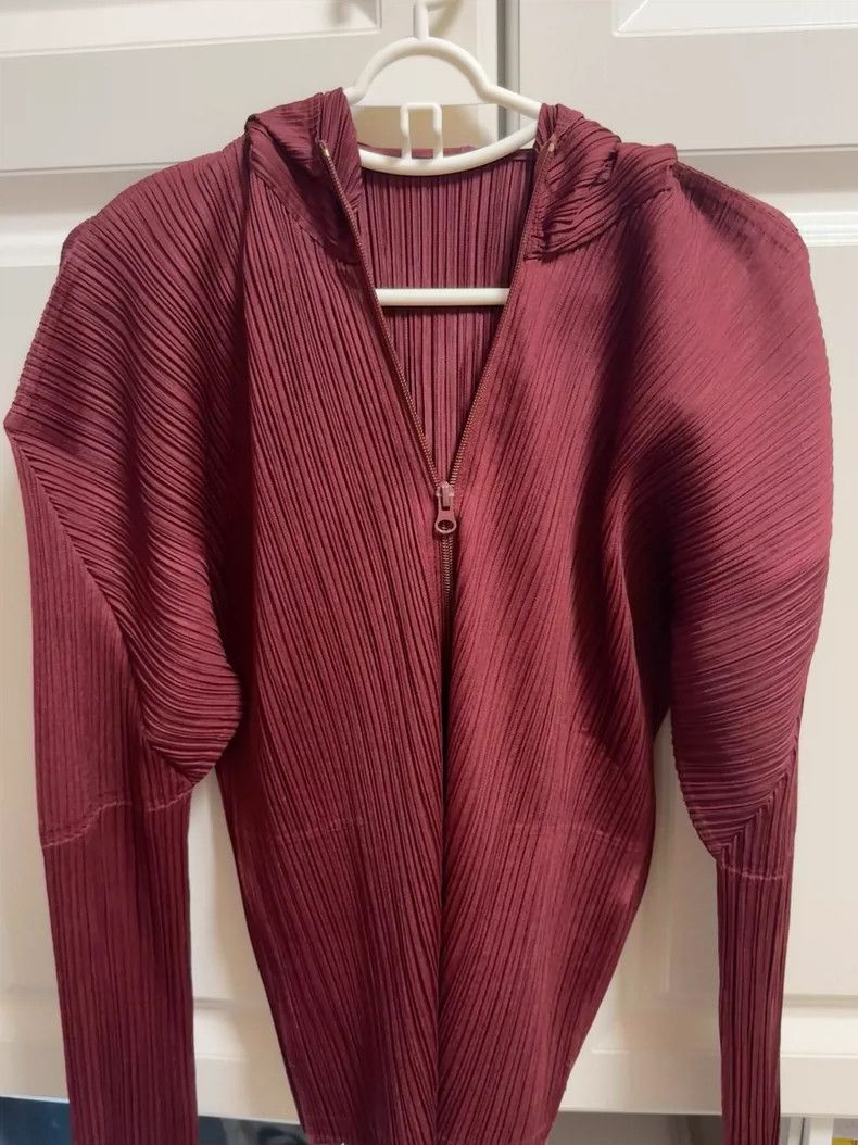 Issey Miyake Issey Miyake size:4 Wine red pleated hooded sweatshirt Size XS / US 0-2 / IT 36-38 - 1 Thumbnail