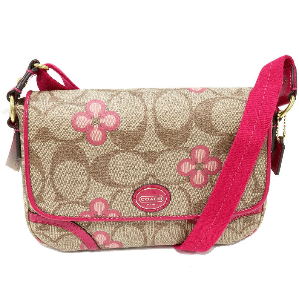 Coach Coach Clover Mini Messenger Pvc Canvas Patent Leather Shoulder Bag Canvas Shoulder Bag F48364 in Beige, Women's