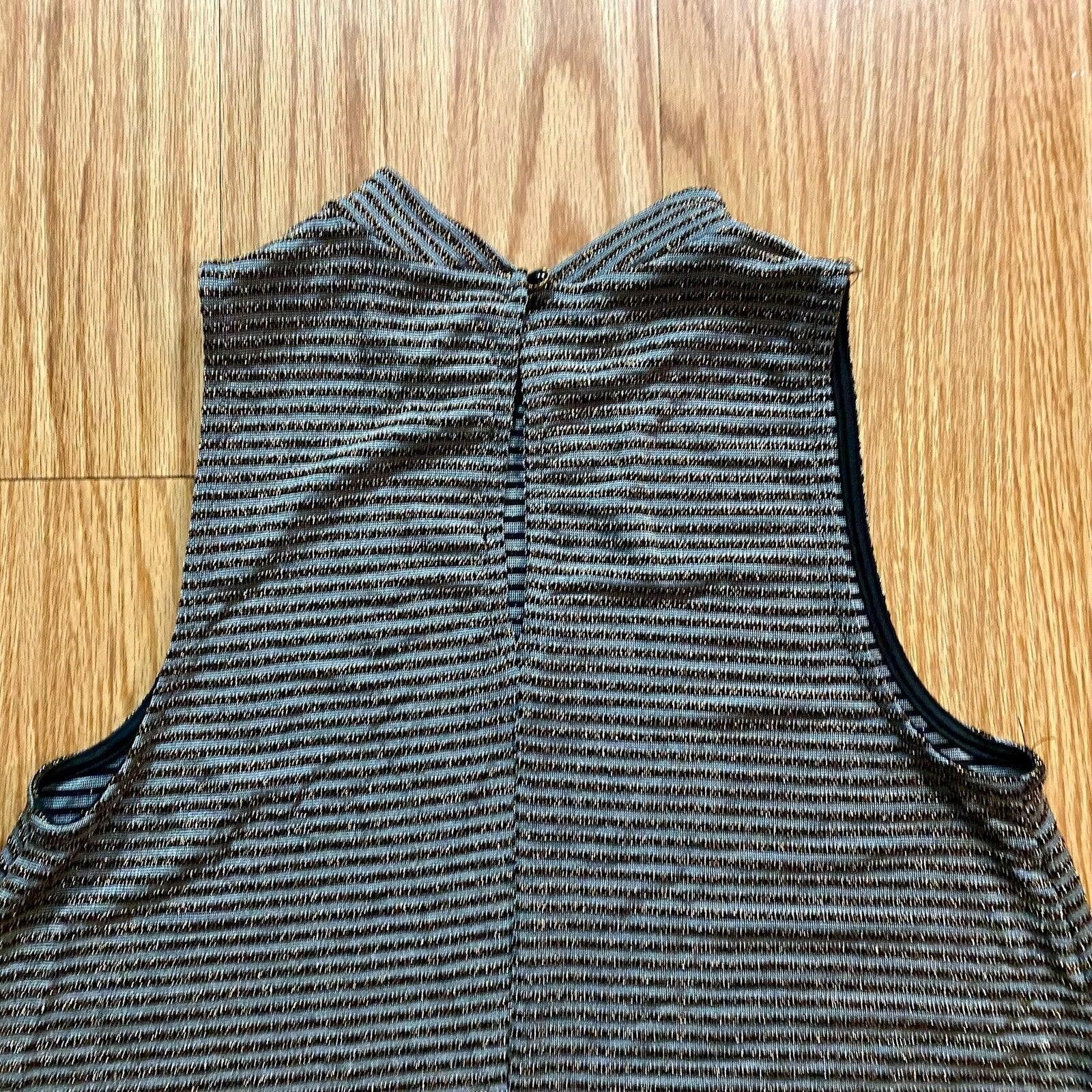 Everlane Everly Gold Metallic Stripe Mini Shift Dress Womens Small Size S / US 4 / IT 40 - 7 Thumbnail