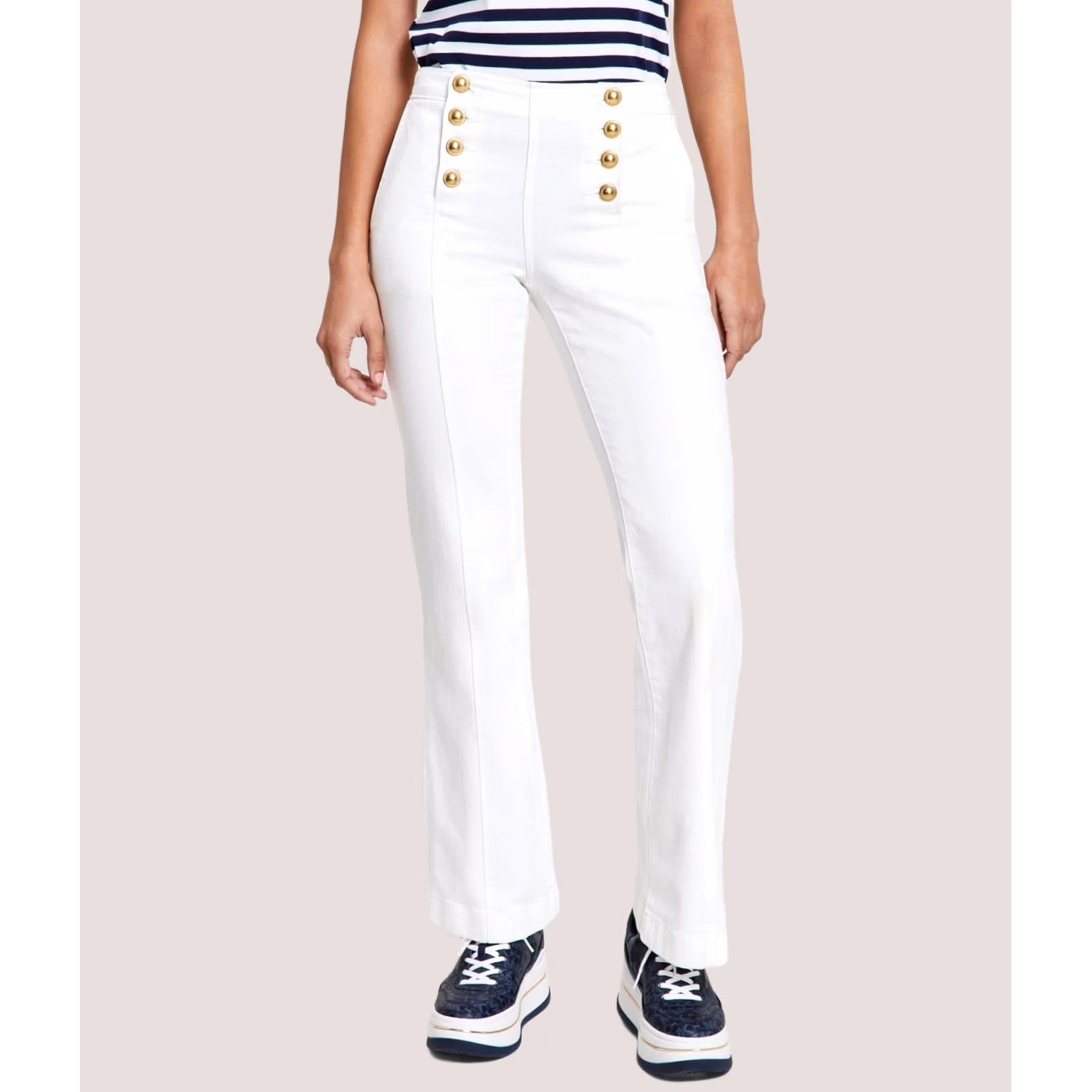 Michael Kors Michael Kors Womens Sailor Regular Straight Leg Jeans, white, 00 Size 24" / US 00 / IT 34 - 1 Thumbnail