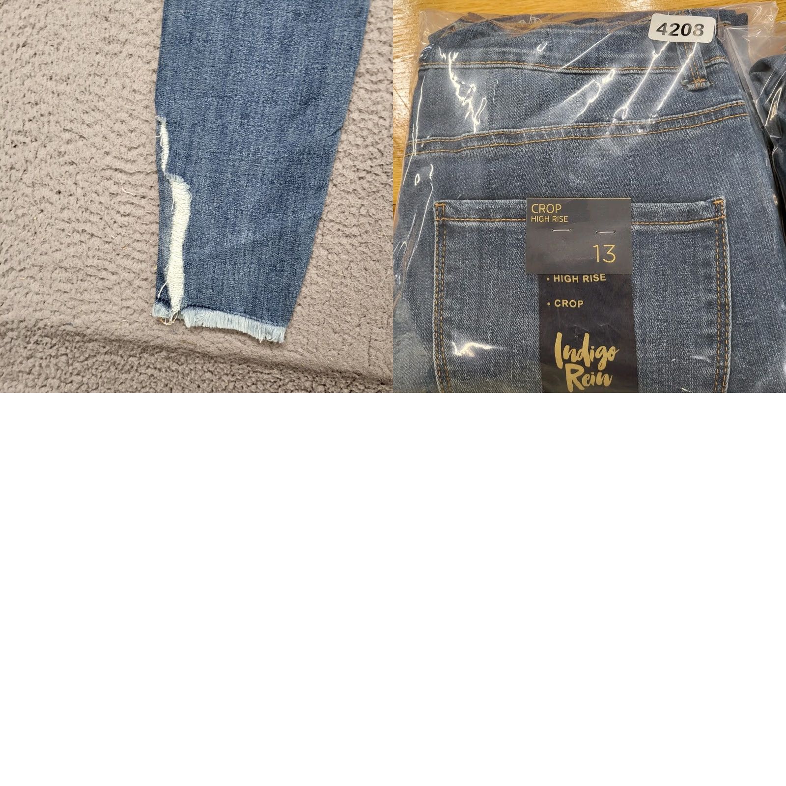 Vintage Indigo Rein Jeans Women's 13/30 Med Blue Wash Distressed High Rise Crop 5-Pocket Jeans Slim Boys/Girls Men? Size 34" / US 12 / IT 48 - 10 Thumbnail