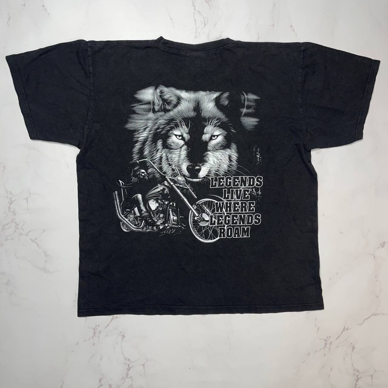 Gildan Vintage Wolf Biker T-Shirt Legends Live Where Motorcycle XL Size US XL / EU 56 / 4 - 3 Thumbnail