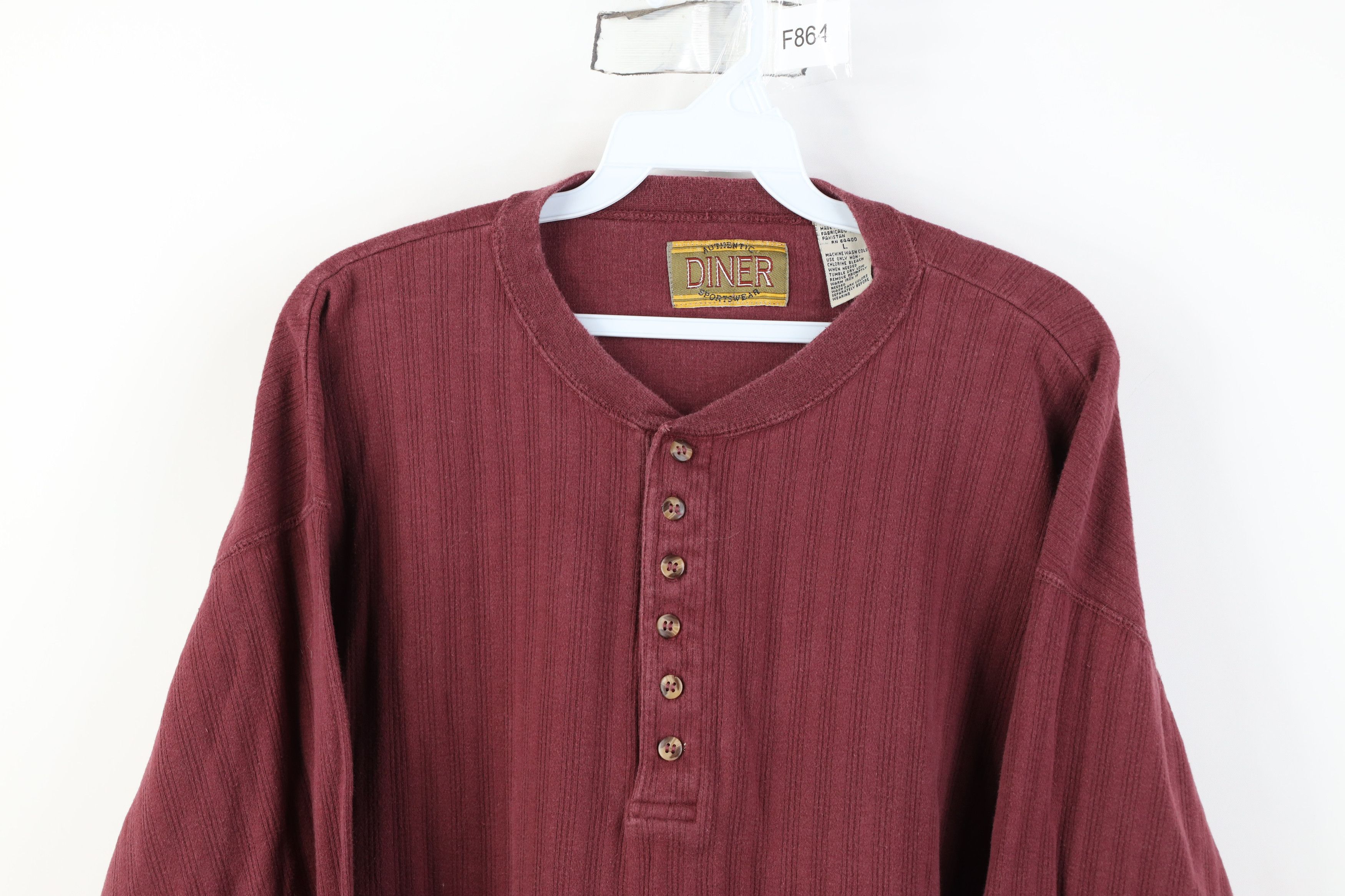 Vintage Vintage 90s Streetwear Knit Long Sleeve Henley T-Shirt Size US L / EU 52-54 / 3 - 2 Thumbnail