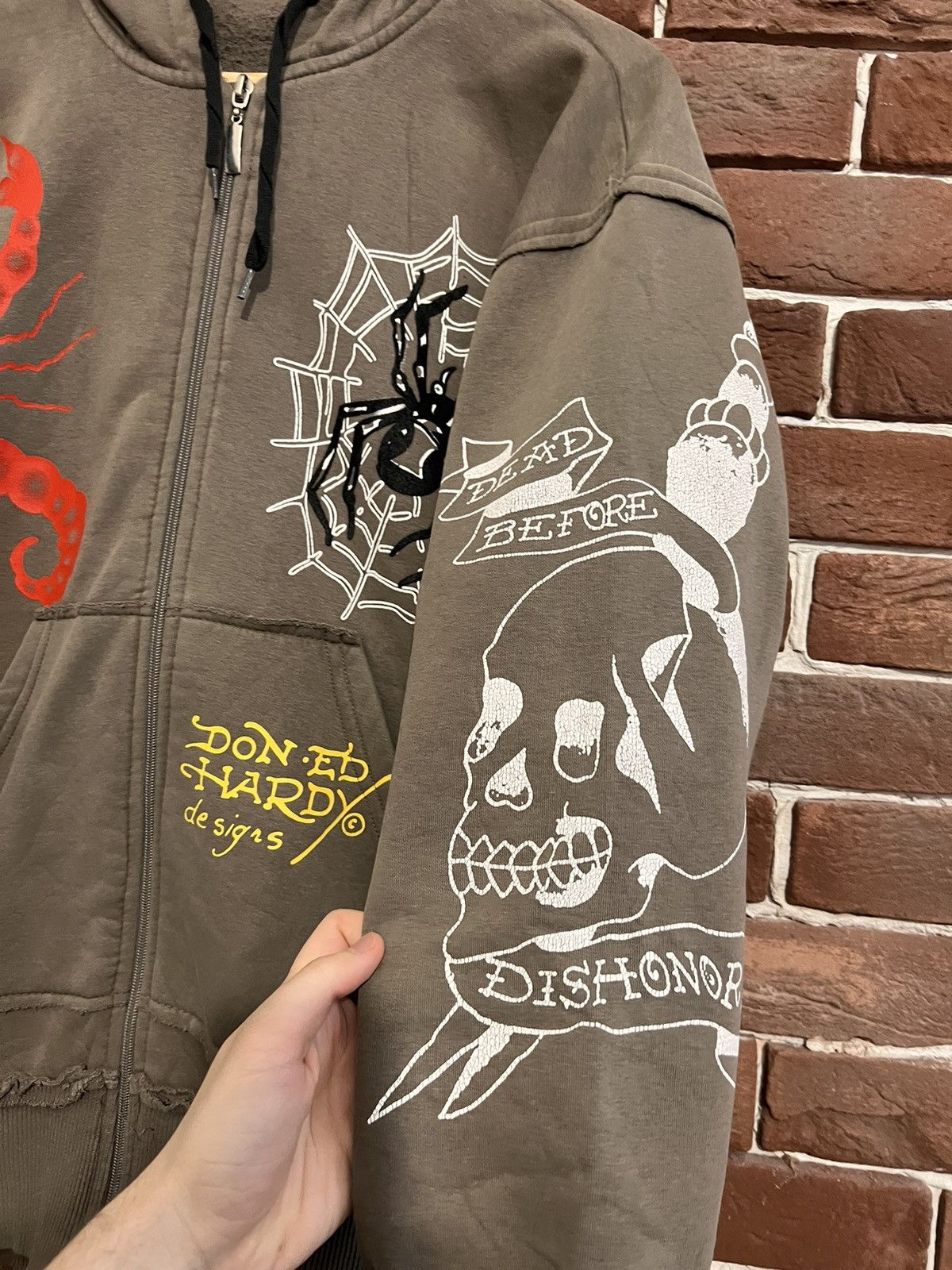 Christian Audigier Rare Ed Hardy Christian Audigier Y2K Drip Spider Web Hoodie Size US M / EU 48-50 / 2 - 3 Thumbnail