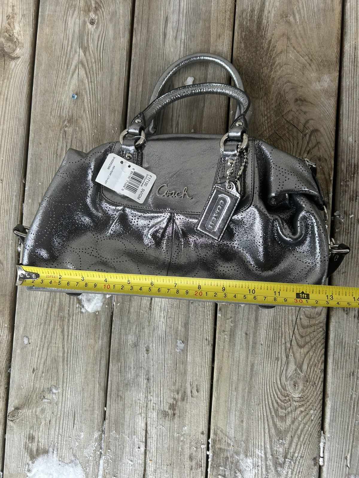 Coach NWT Y2K Coach Ashley Perforated Gunmetal Bag Silver Gunmetal Size ONE SIZE - 6 Thumbnail