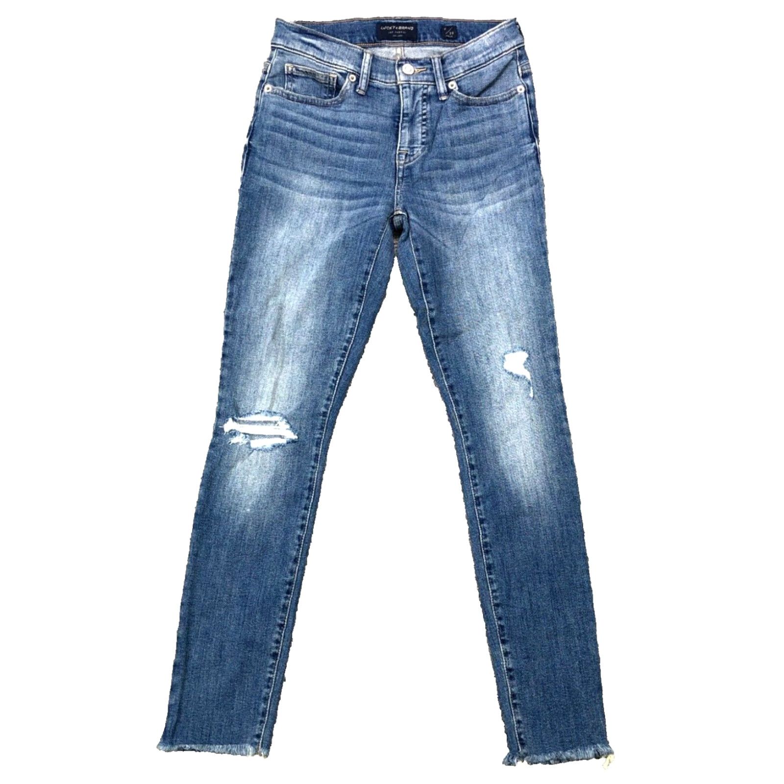 Lucky Brand Lucky Brand Jeans Women Skinny 0 25 Ankle Raw Hem Distressed Blue Denim Pants Size 25" / US 0 / IT 36 - 2 Thumbnail