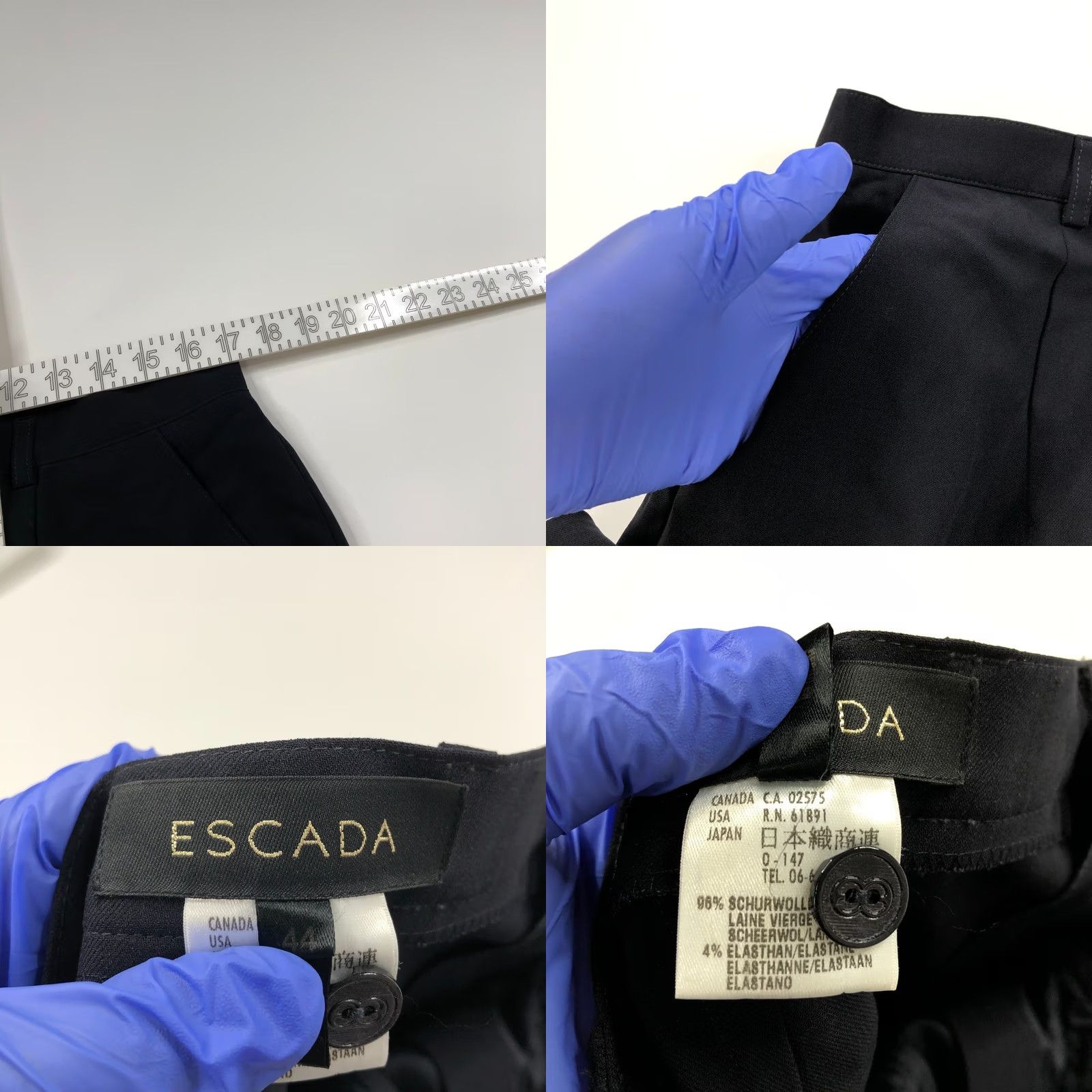 Escada VINTAGE Escada Dress Pants Blue Wool High Rise 16 34W 28L Women Pockets Front Flat Front Size 16 Womens Size 38" / US 16 / IT 52 - 8 Thumbnail
