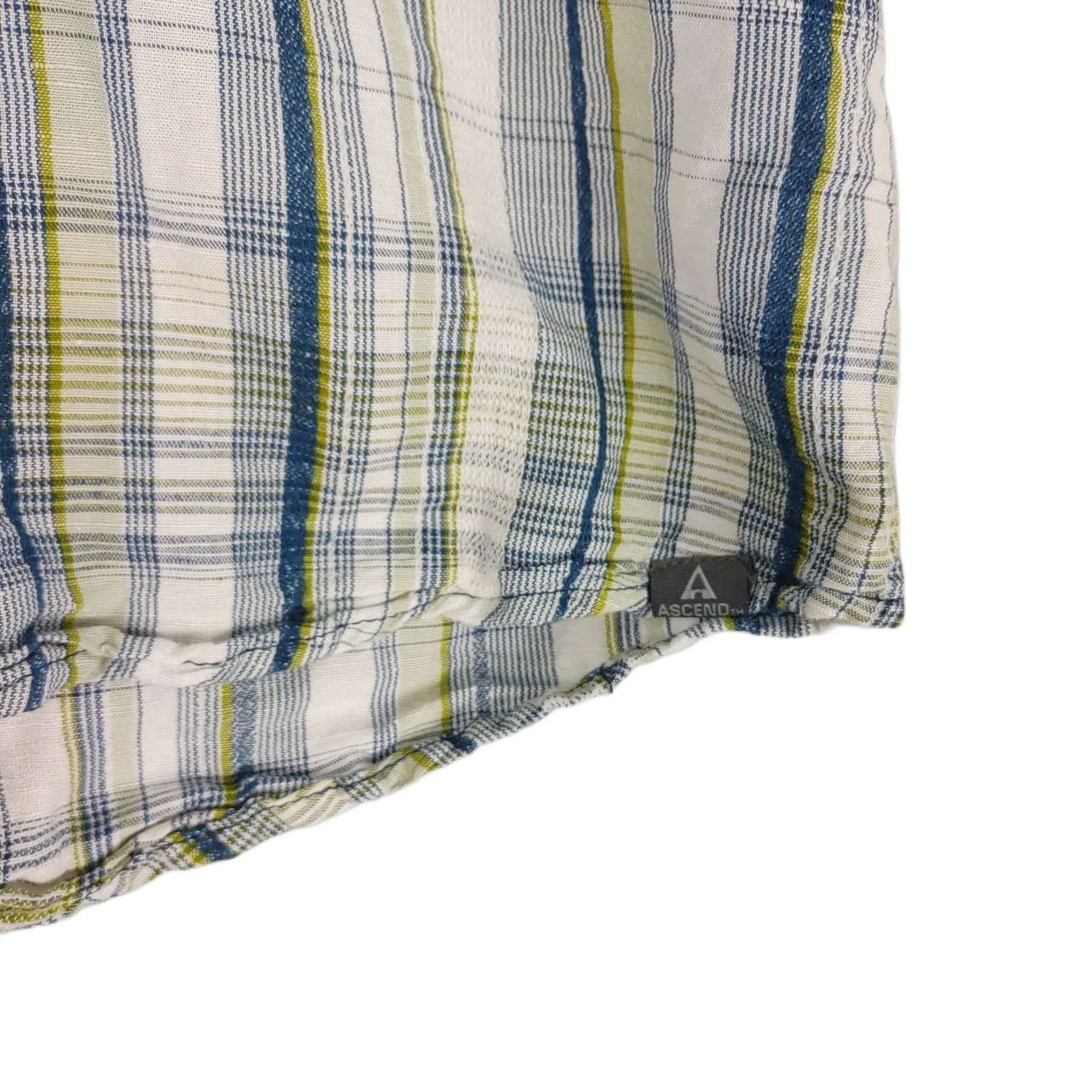 Other Ascend Men's XL Linen Blend Short Sleeve Plaid Button Shirt Size US XL / EU 56 / 4 - 3 Thumbnail