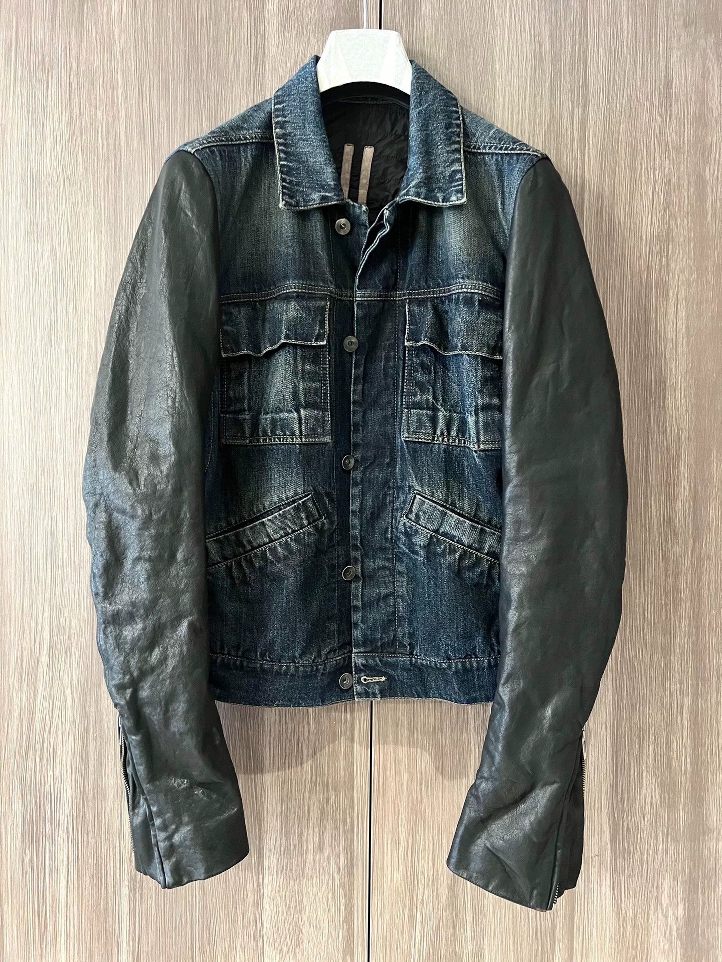Rick Owens Denim and Leather Jacket