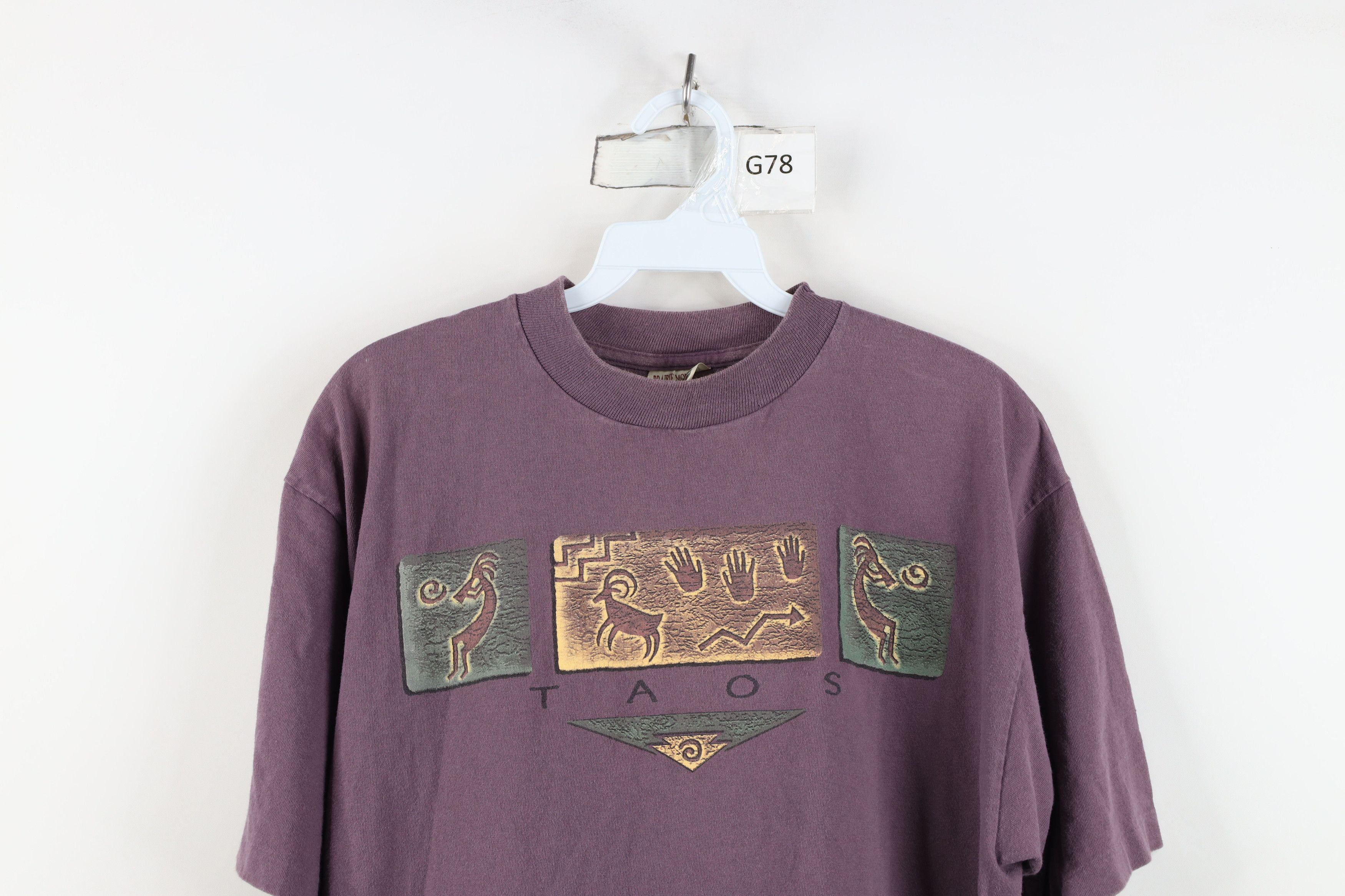Vintage Vintage 90s Spell Out Taos Kokopelli Cave Art T-Shirt USA Size US L / EU 52-54 / 3 - 2 Thumbnail