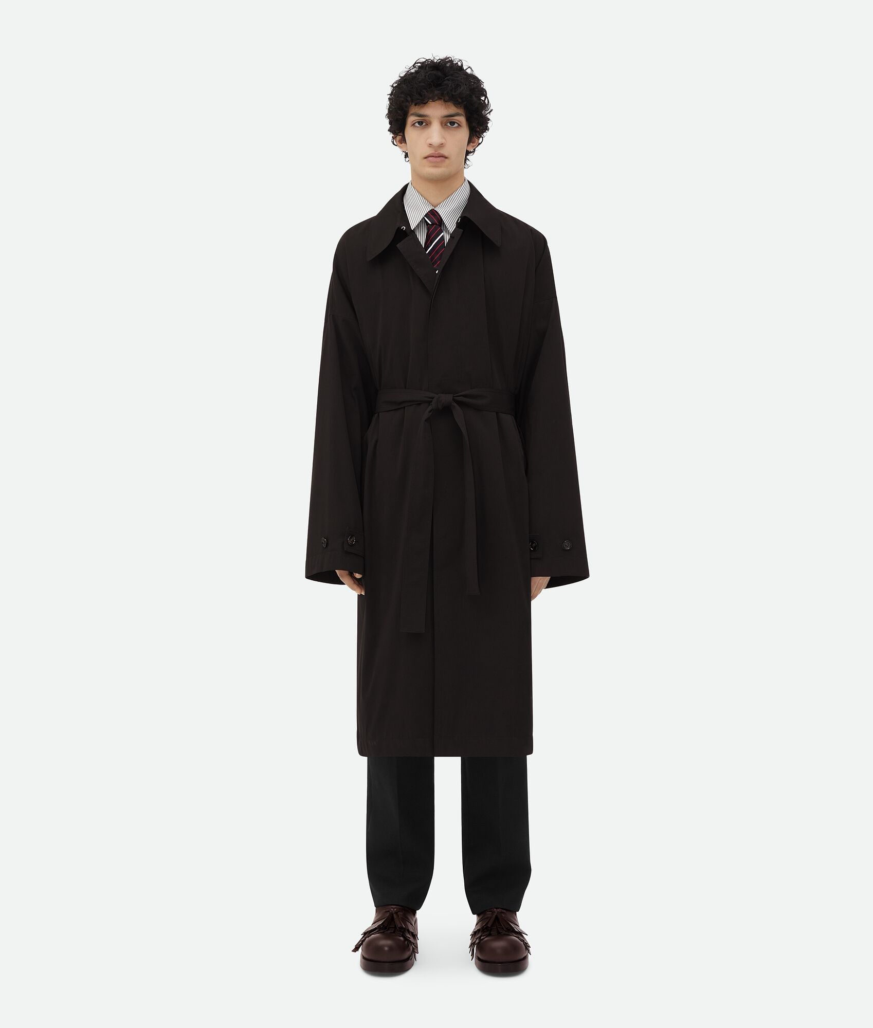 Bottega Veneta o1w1db10825 Cotton Silk Parka With Check Lining Off Black Size US M / EU 48-50 / 2 - 1 Thumbnail