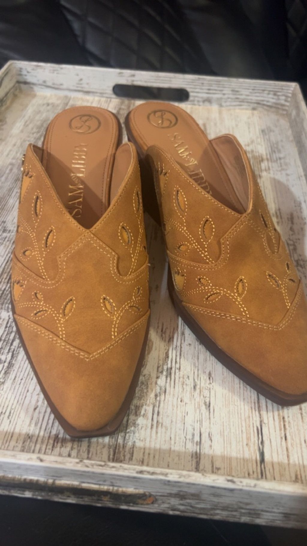 Other Women's Sam & Libby Brown Embroidered Mules Size 9 Size US 9 / IT 39 - 2 Thumbnail