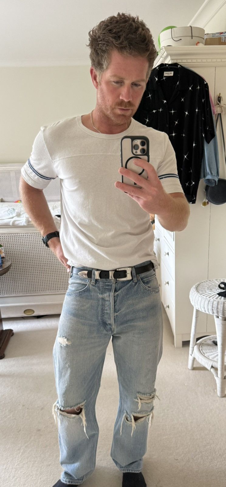 Saint Laurent Paris Saint Laurent 50’s signature logo t shirt M blue white Size US M / EU 48-50 / 2 - 2 Thumbnail