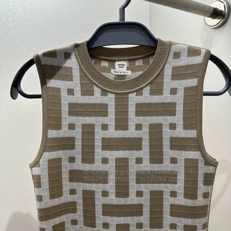 Hermes Hermes Mosaique Khaki Sleeveless Size XS / US 0-2 / IT 36-38 - 6 Thumbnail