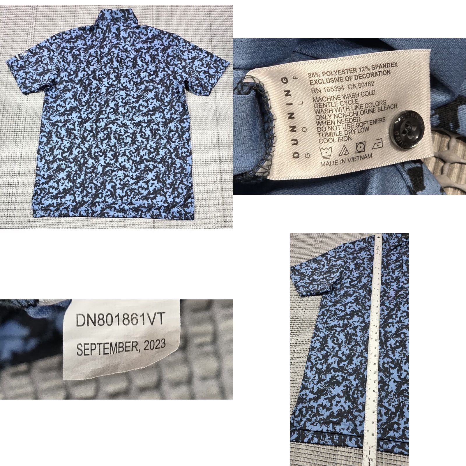 Vintage Dunning Polo Shirt Mens M Blue Camo Golf Performance Short Sleeve PGA Carolinas Shirt Size US M / EU 48-50 / 2 - 8 Thumbnail