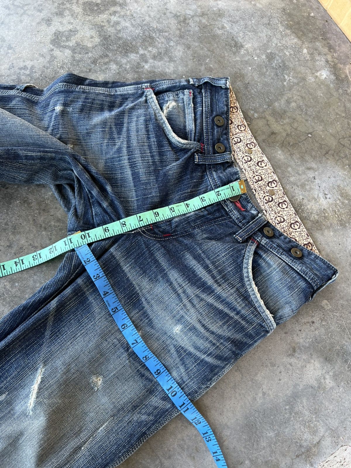 Edwin Vintage Flare Edwin 503 Blue Trip Distress Jean Size US 31 - 5 Thumbnail