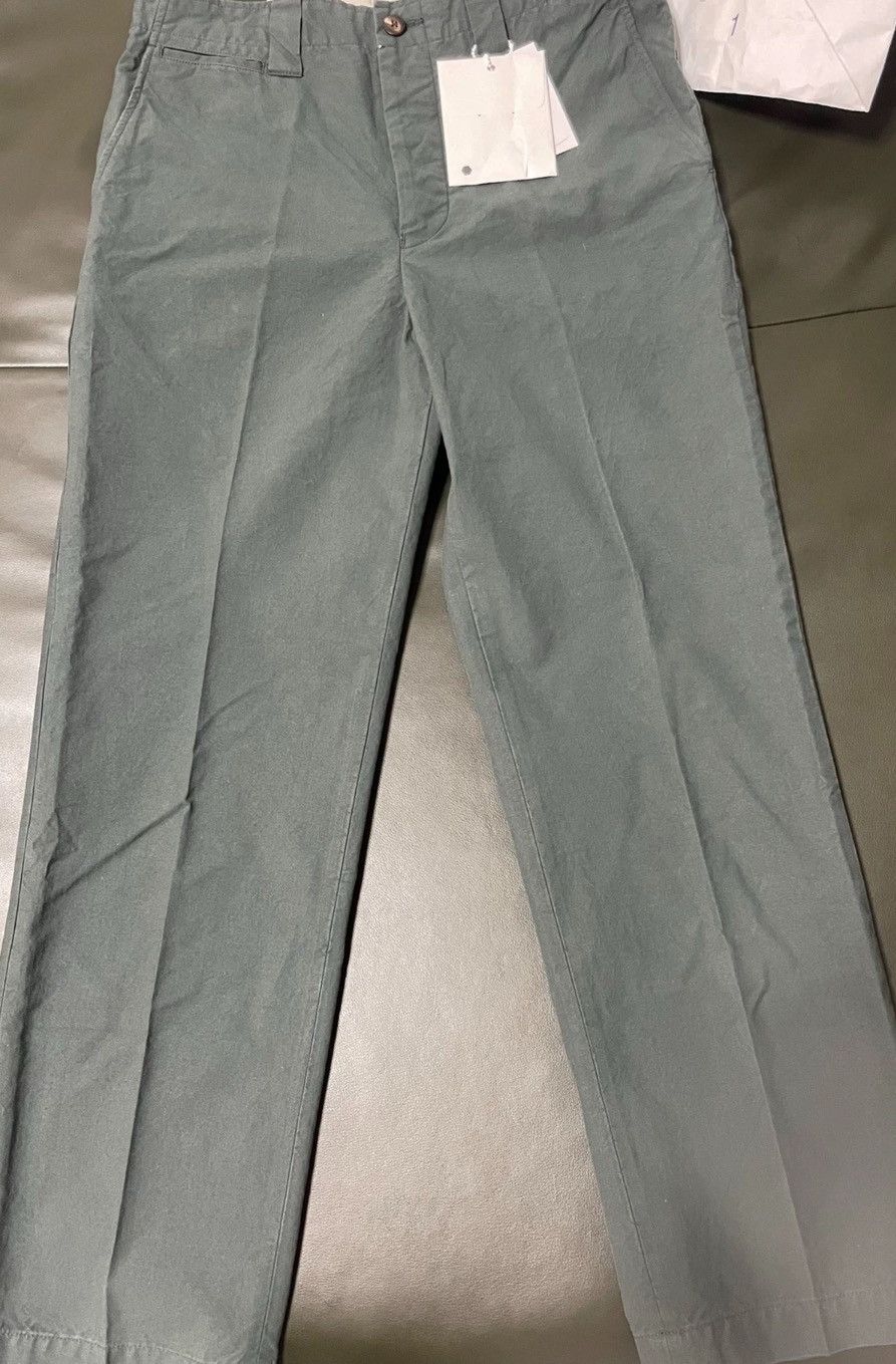 image of Visvim Field Chino Pants Japanese High-Density Plain Straigh in Green, Men's (Size 27)