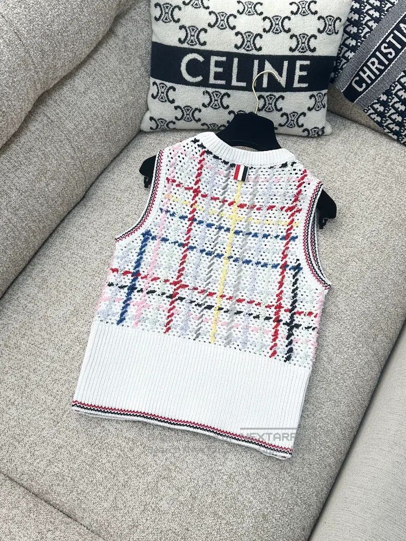 Thom Browne Thom Browne White Colorful Plaid Knit Vest Size XS / US 0-2 / IT 36-38 - 4 Thumbnail