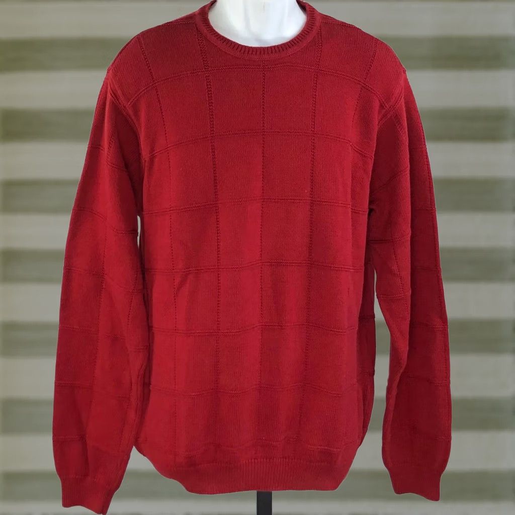 Izod Izod Sweater L Red Cotton Knit Long Sleeve Crewneck Preppy Holiday Academia Size US L / EU 52-54 / 3 - 1 Thumbnail