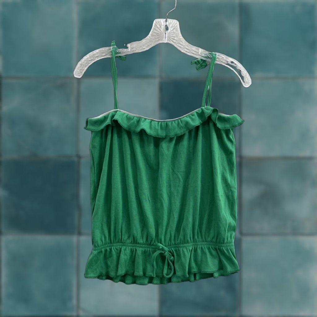 Vintage VINTAGE Y2K Camisole Tank Top M Green Boho Fairy Grunge Whimsigoth Topic Knits Shirt Mens Womens Size M / US 6-8 / IT 42-44 - 1 Thumbnail