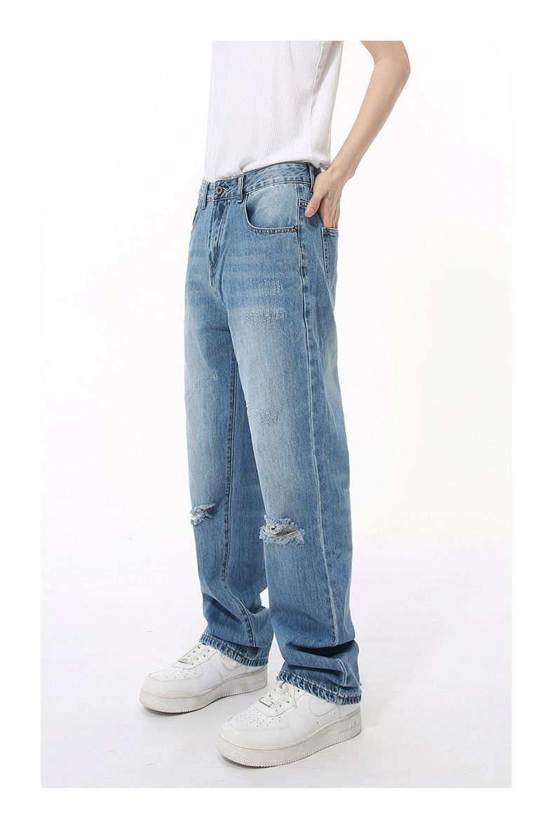 Japanese Brand × Jean Japanese retro simple ripped design retro straight jeans Size US 32 / EU 48 - 5 Thumbnail
