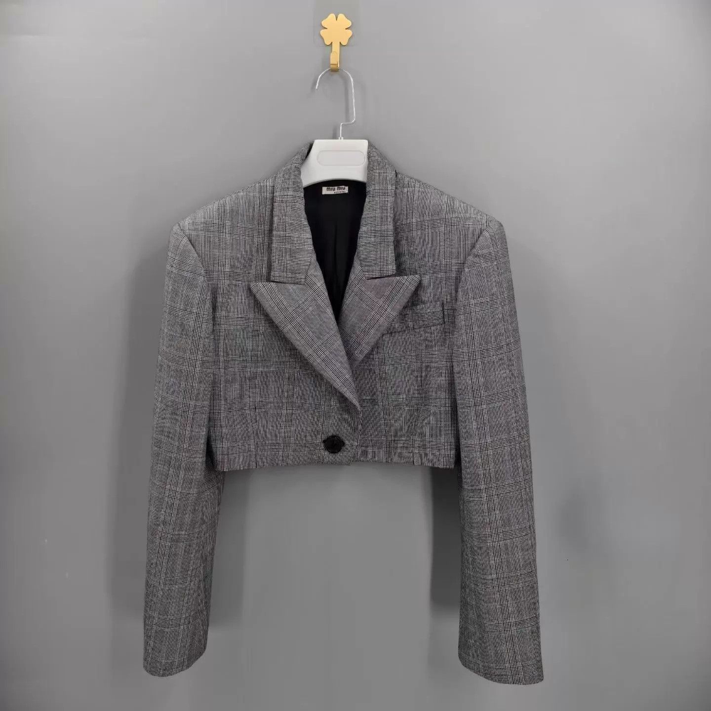 Miu Miu MIU MIU Checked Back Logo Short Blazer Women's 38 Size XS / US 0-2 / IT 36-38 - 1 Thumbnail