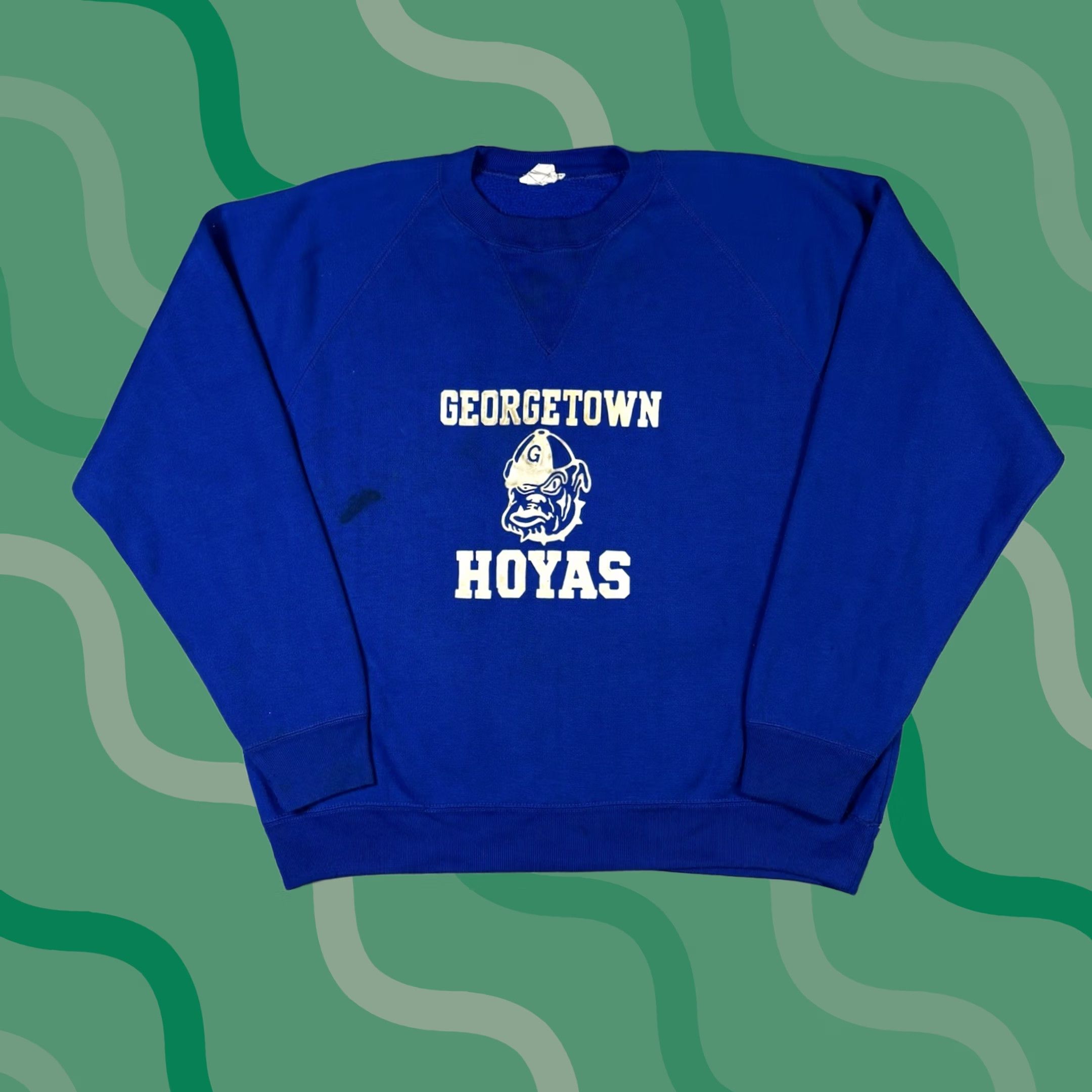 Vintage VINTAGE Georgetown Hoyas Sweatshirt Flock Print Pullover University College Sweatshirt Blue L Mens Size US L / EU 52-54 / 3 - 1 Thumbnail