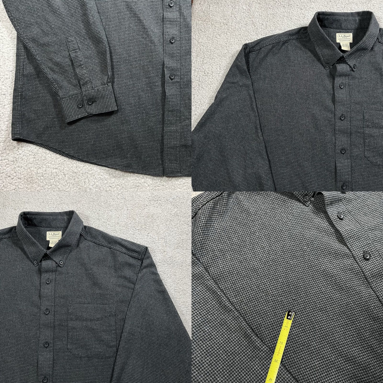 Vintage LL Bean Shirt Mens 2XL Gray Houndstooth Flannel Button-Up Long Sleeve Casual Vintage Style Womens? No, Mens. Size US XXL / EU 58 / 5 - 8 Thumbnail