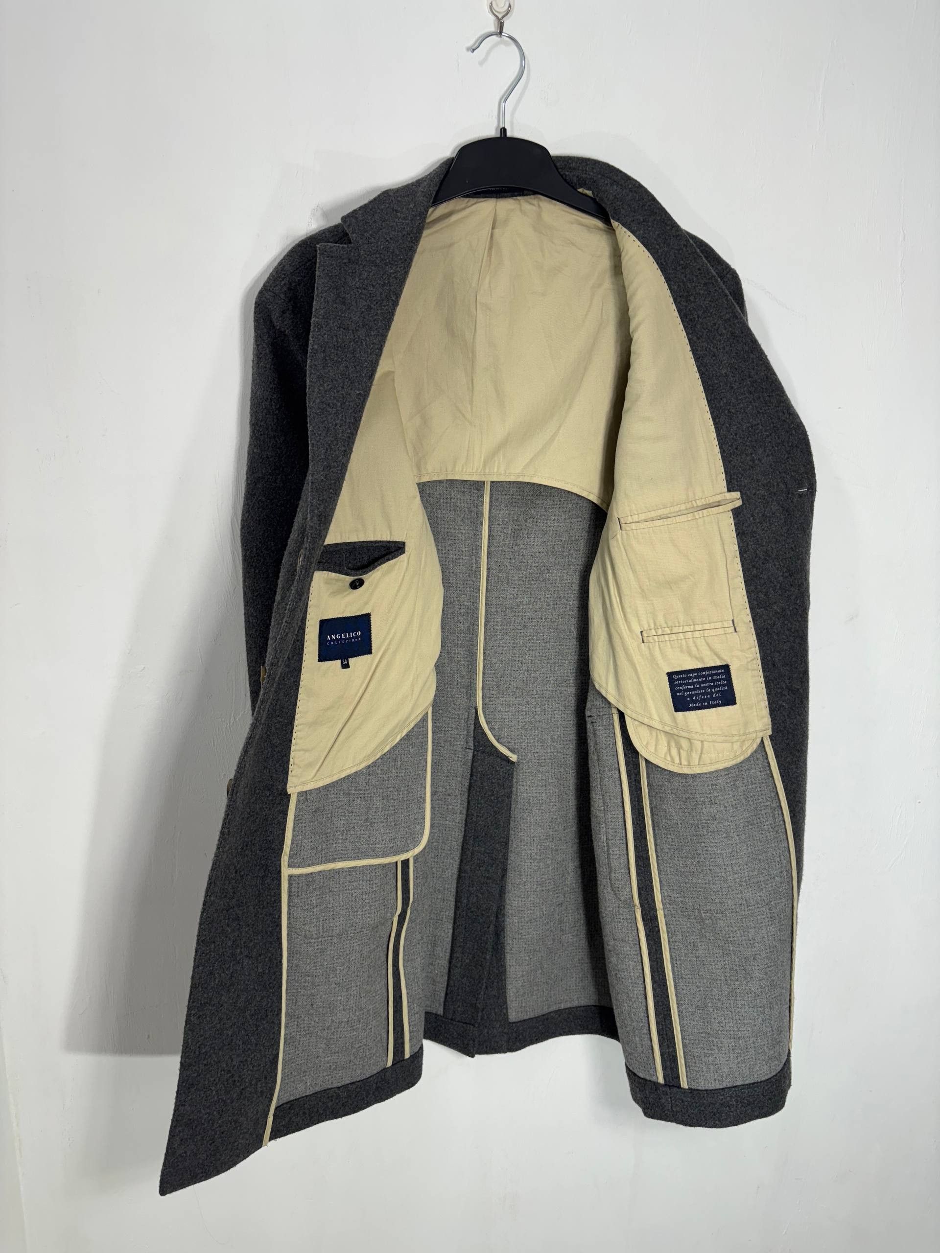 Vintage Angelico Collezione Wool Overcoat Half-Lined Gray Italy Size US L / EU 52-54 / 3 - 7 Thumbnail