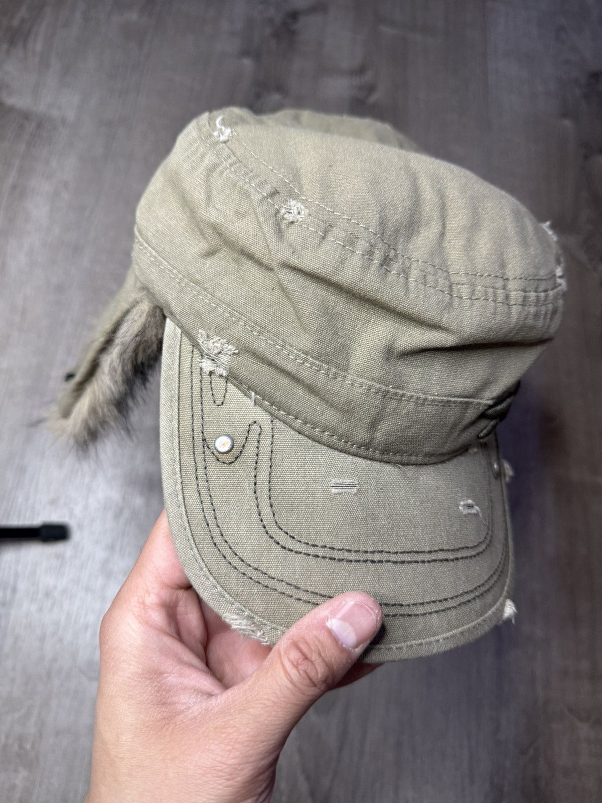 Trendt Vision Trendt Vision Olive Fur Cap Size ONE SIZE - 7 Thumbnail