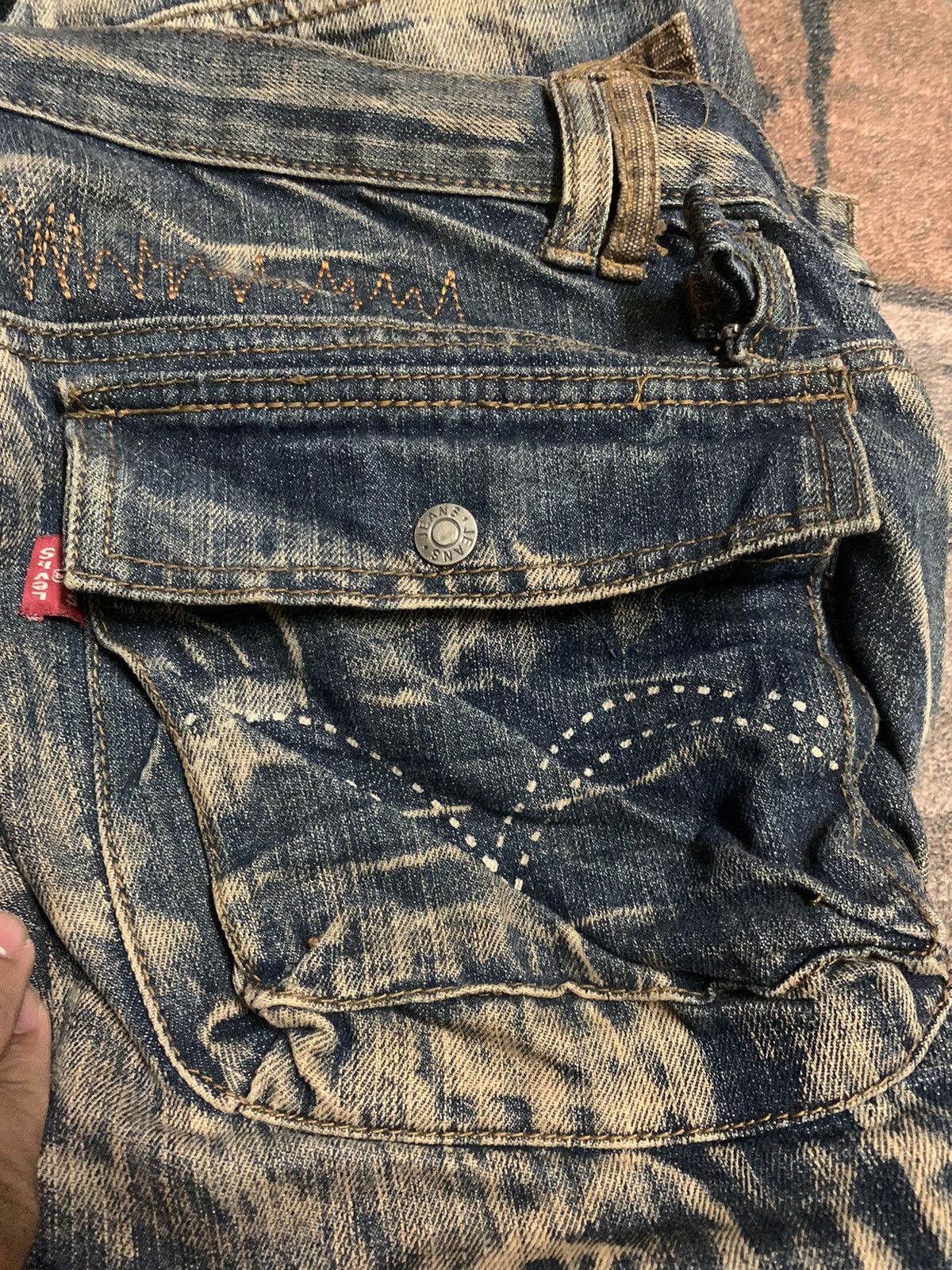 RUSTY LEVIS CARGO CUSTOM DOUBLE WAIST PUNK DESIGNER INSPIRED