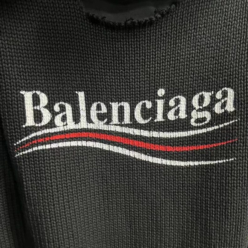 Balenciaga Balenciaga Black classic logo monogram embroidered ripped h Size US L / EU 52-54 / 3 - 6 Thumbnail