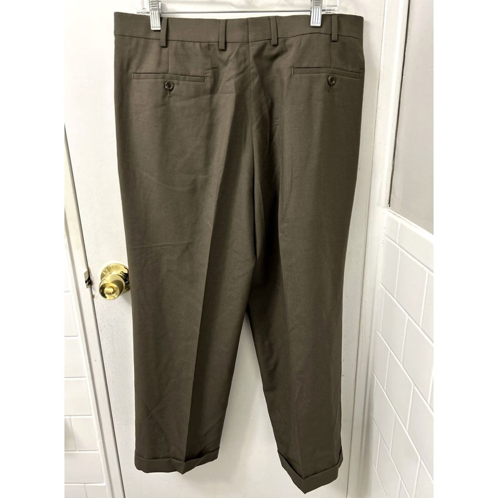 Ralph Lauren Ralph Lauren Total Comfort Pants Mens 36x27 Brown Dress Pants Pleated Cuffed Wool Classic Front Slashed Pockets Zipper Button Wool 100% Size US 36 / EU 52 - 7 Thumbnail