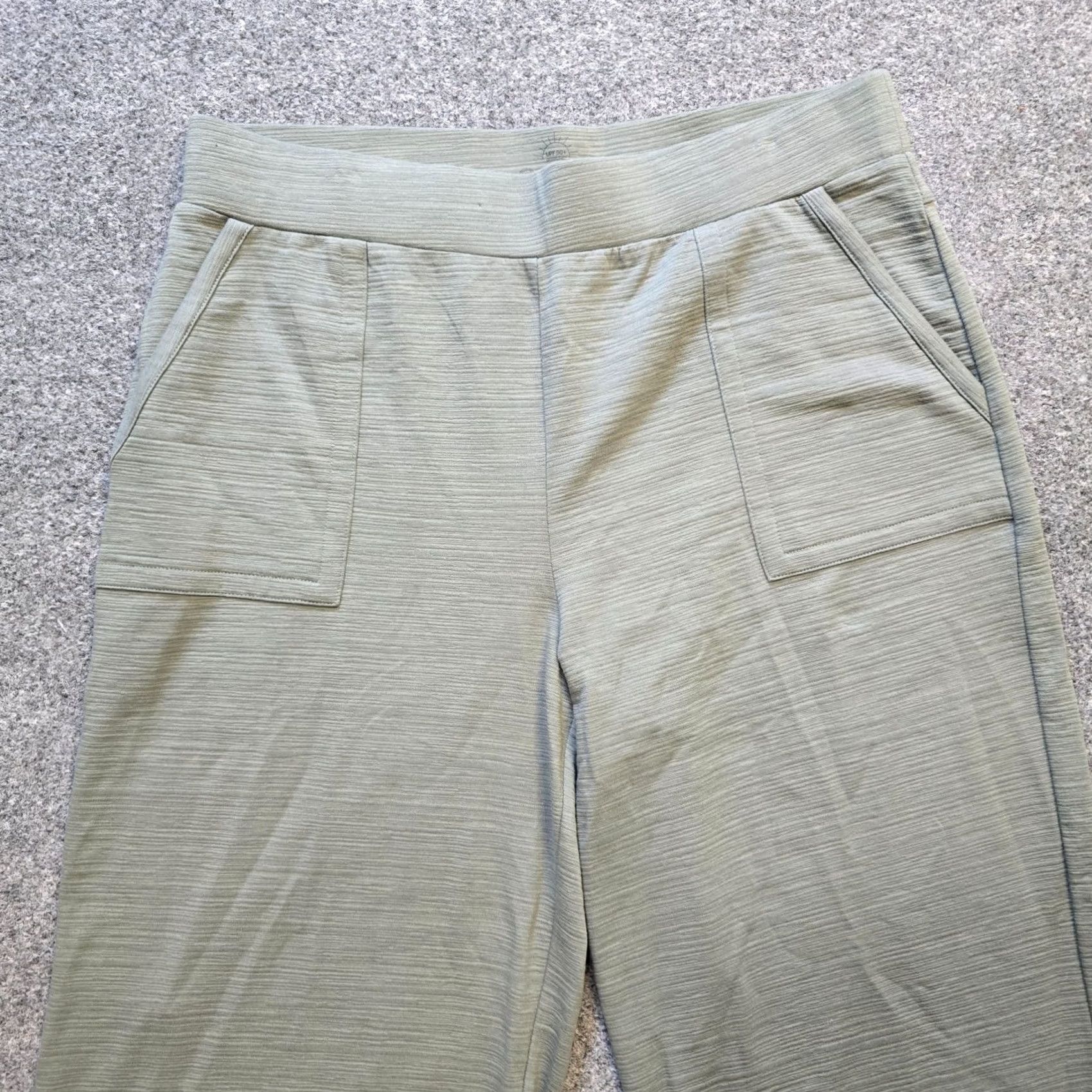Talbots Talbots Pants Womens Large Green Relaxed Wide-Leg Cropped Casual Knit Cotton Spandex Front Flat City Preppy Mens Womens Boys Girls Size 36" / US 14 / IT 50 - 3 Thumbnail