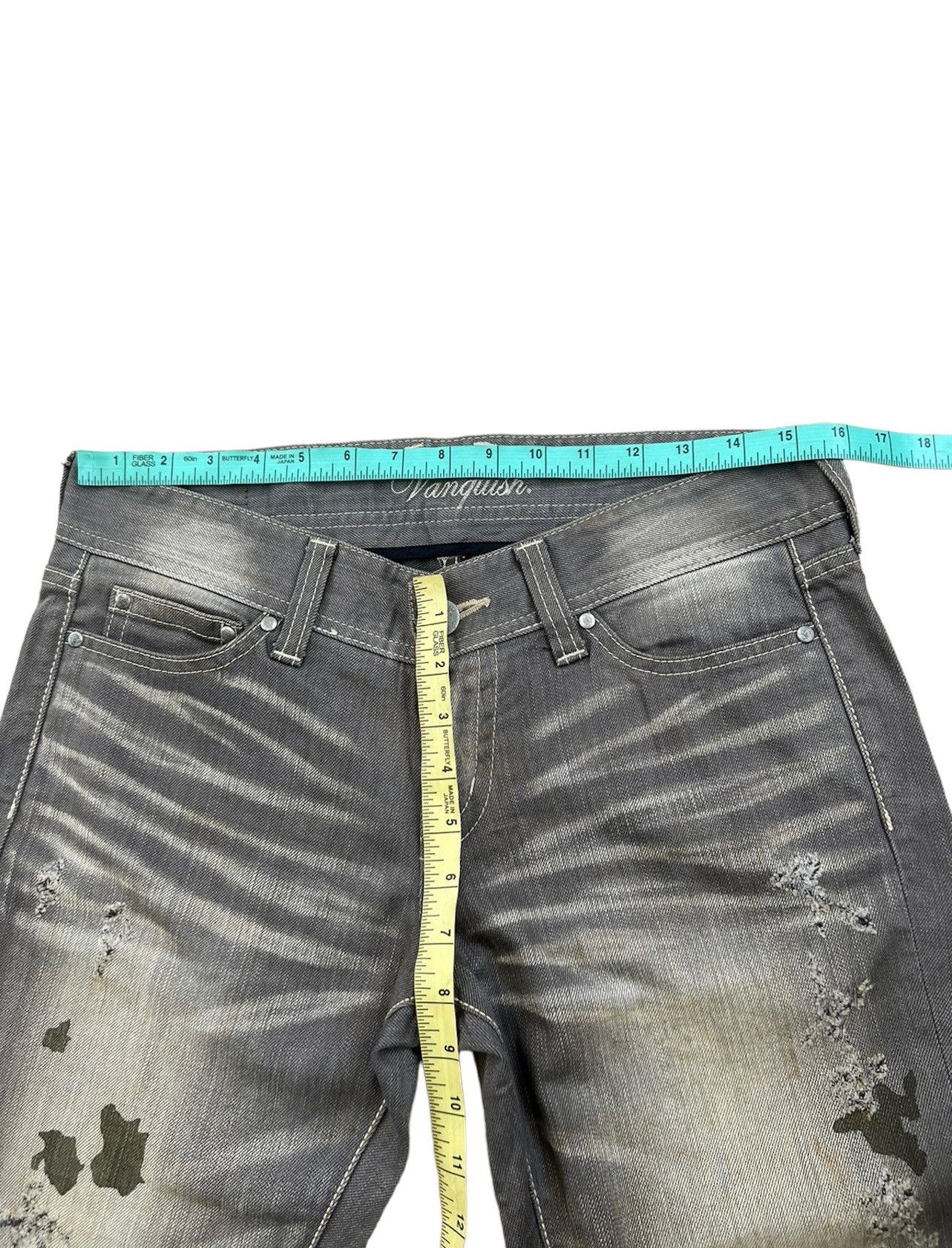 Mud Claw Mark Vanquish Gold Japan Distress Denim Flare Jeans