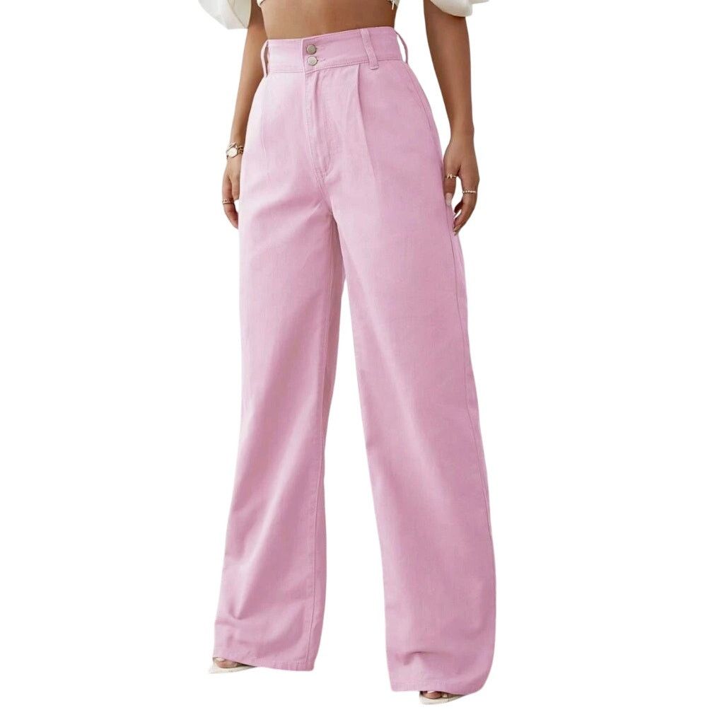 Shein High Waist Wide Leg Jeans in Pink, Size 30 Size 30" / US 8 / IT 44 - 1 Thumbnail