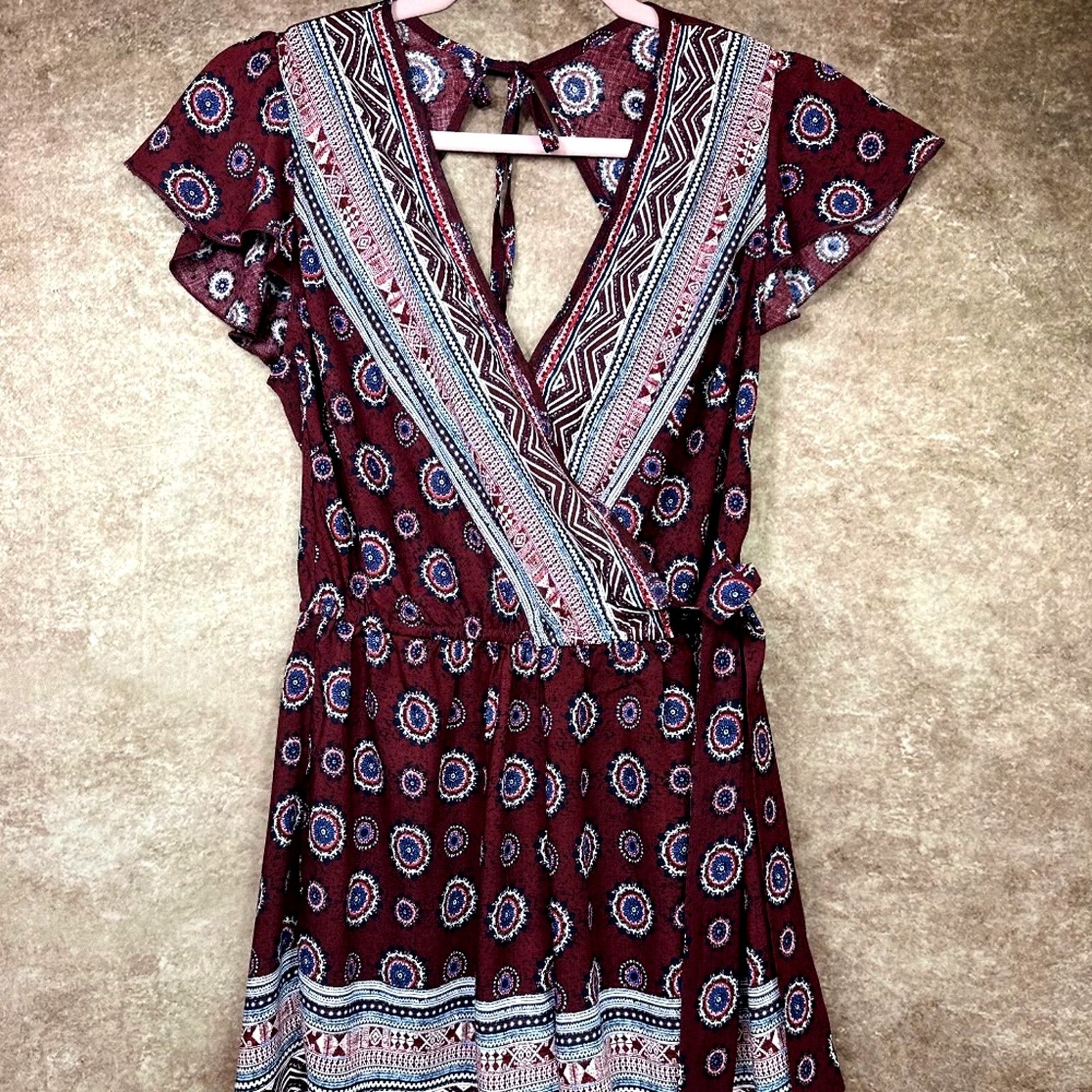 Other Band of Gypsies Paisley Romper - Burgundy - size S Size 28" / US 6 / IT 42 - 4 Thumbnail