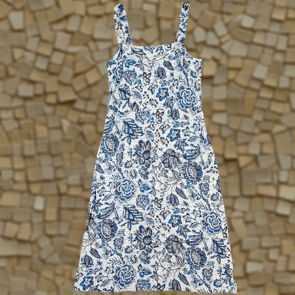 Velvet Velvet by Graham & Spencer Womens Dress XS Floral Sleeveless Tank Midi Blue Square Neck Size XS / US 0-2 / IT 36-38 - 1 Thumbnail