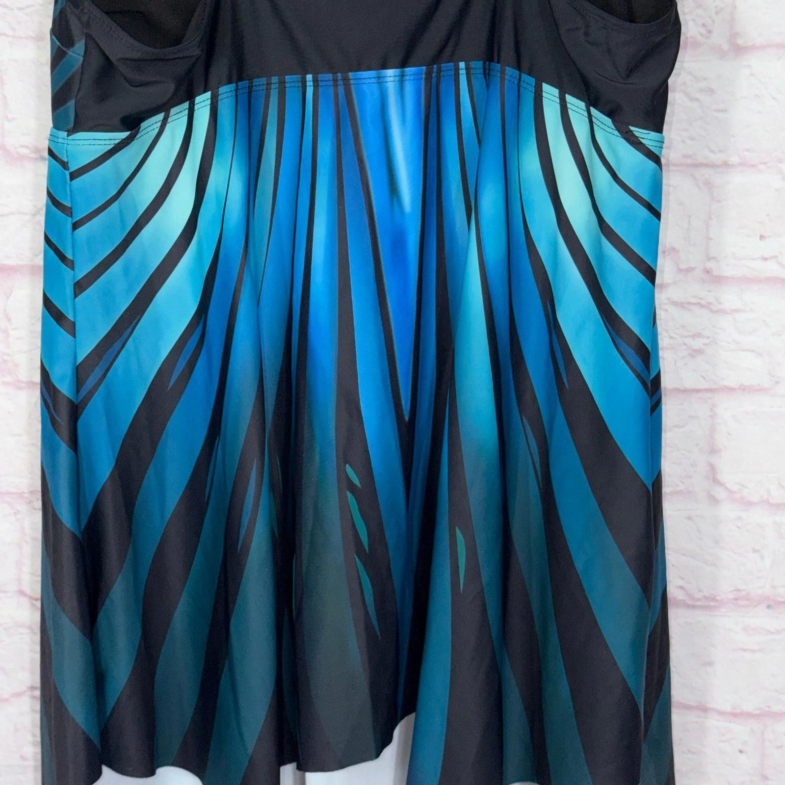 Other Stylish Blue and Black Striped Tankini Top Size 16 Size ONE SIZE - 8 Thumbnail