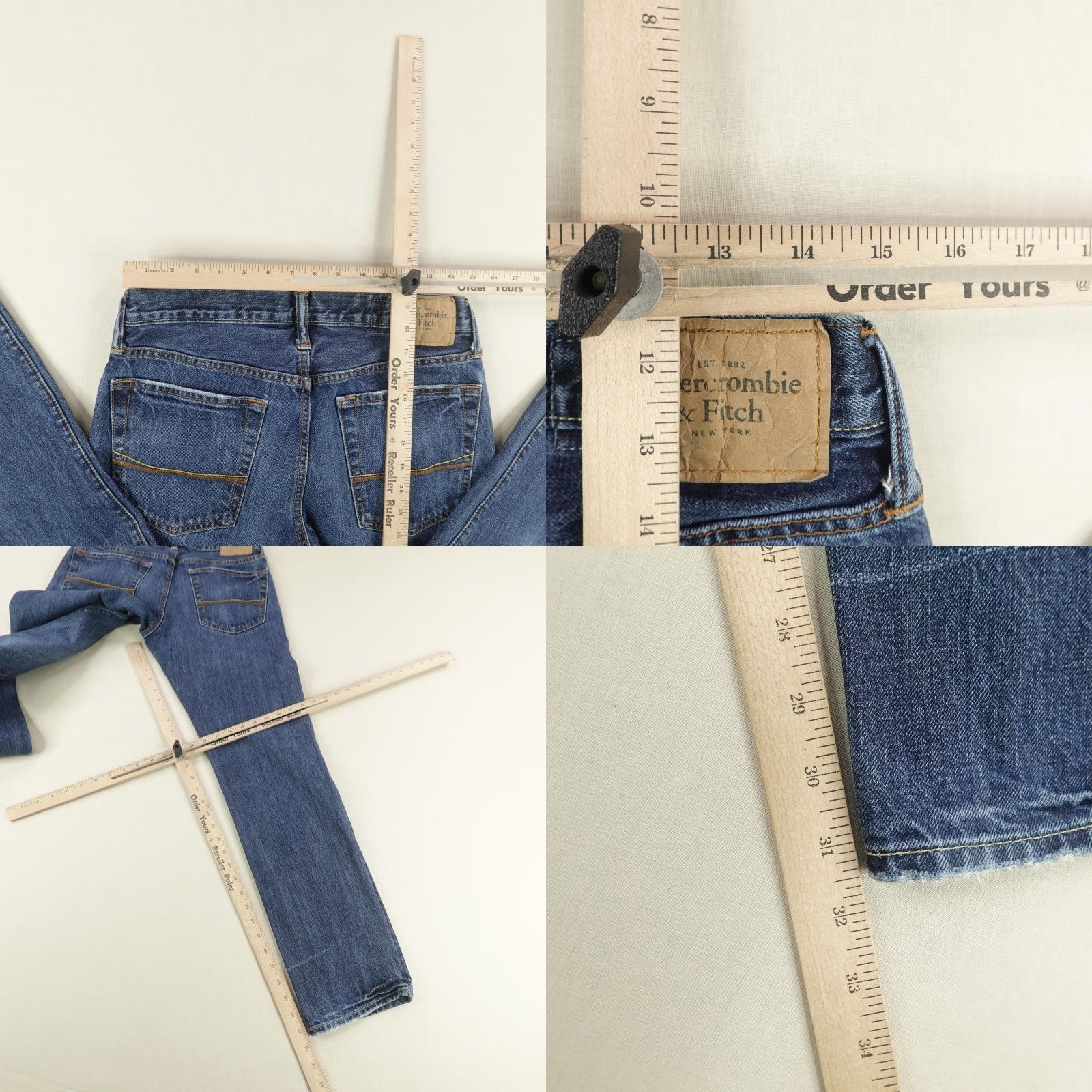 Abercrombie & Fitch Abercrombie & Fitch Jeans Mens 31x32 Blue Skinny A&F Denim Button Fly Preppy Size US 31 - 8 Thumbnail
