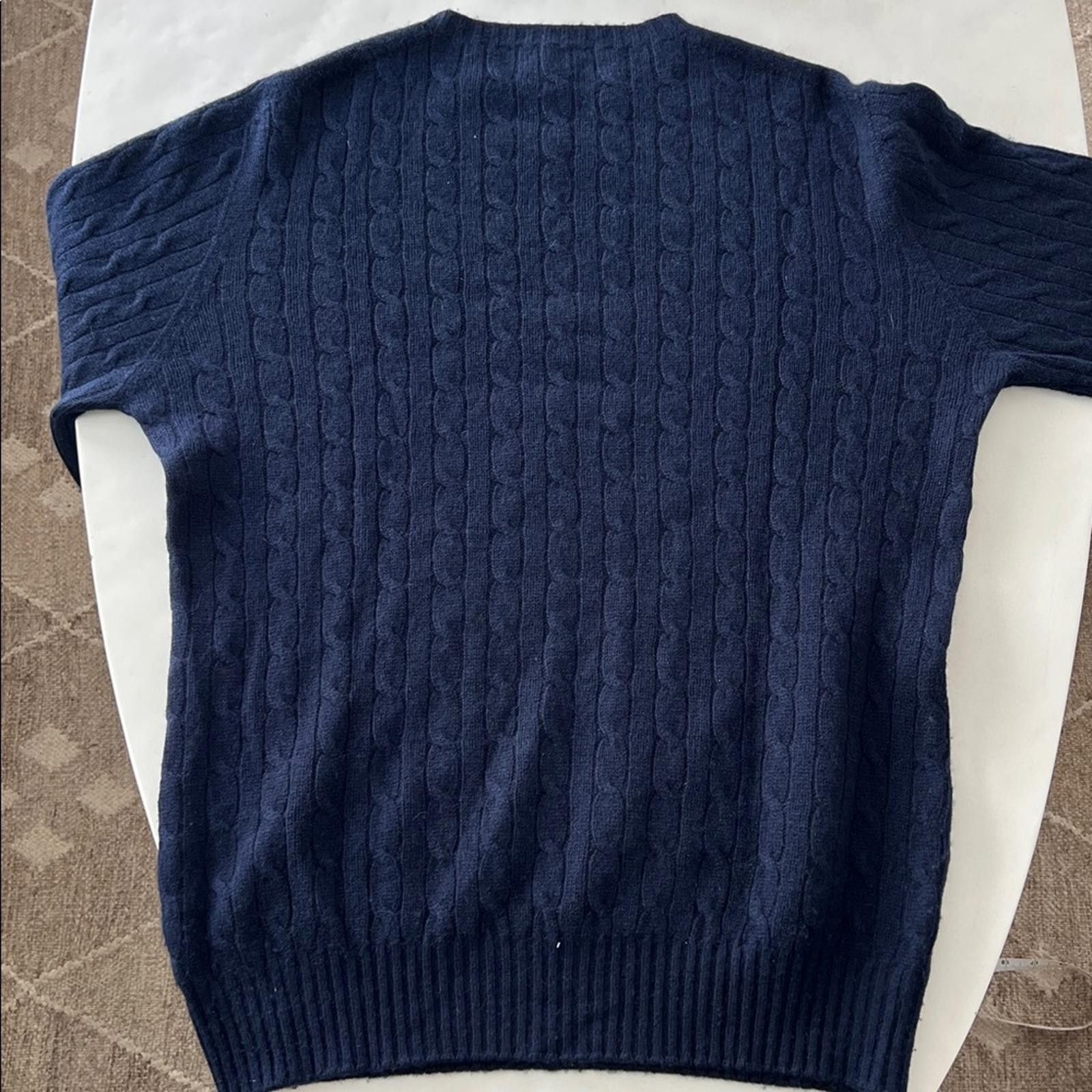 Paul Stuart Paul Stuart 100% Cashmere Cable Knit Blue Crewneck Sweater Size US XL / EU 56 / 4 - 6 Thumbnail