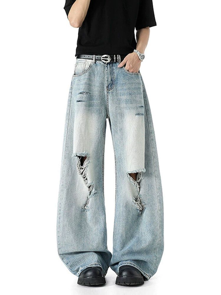 Vintage American retro washed loose ripped scimitar jeans Size US 32 / EU 48 - 1 Thumbnail