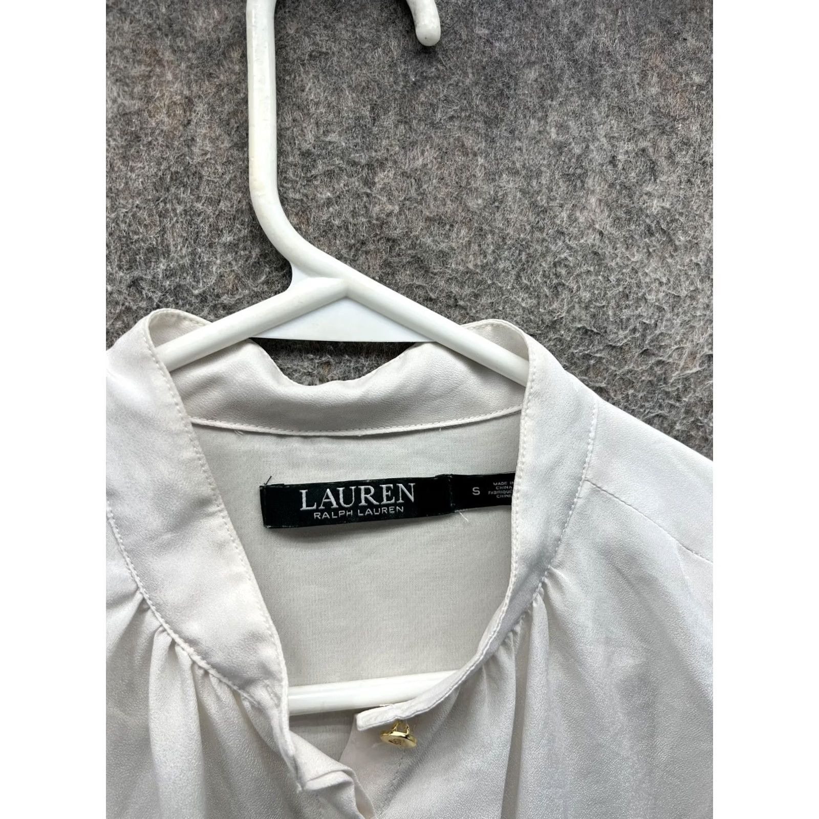 Ralph Lauren Lauren Ralph Lauren Blouse Womens Small White High Neck Flutter Sleeve Woven Top Size S / US 4 / IT 40 - 3 Thumbnail