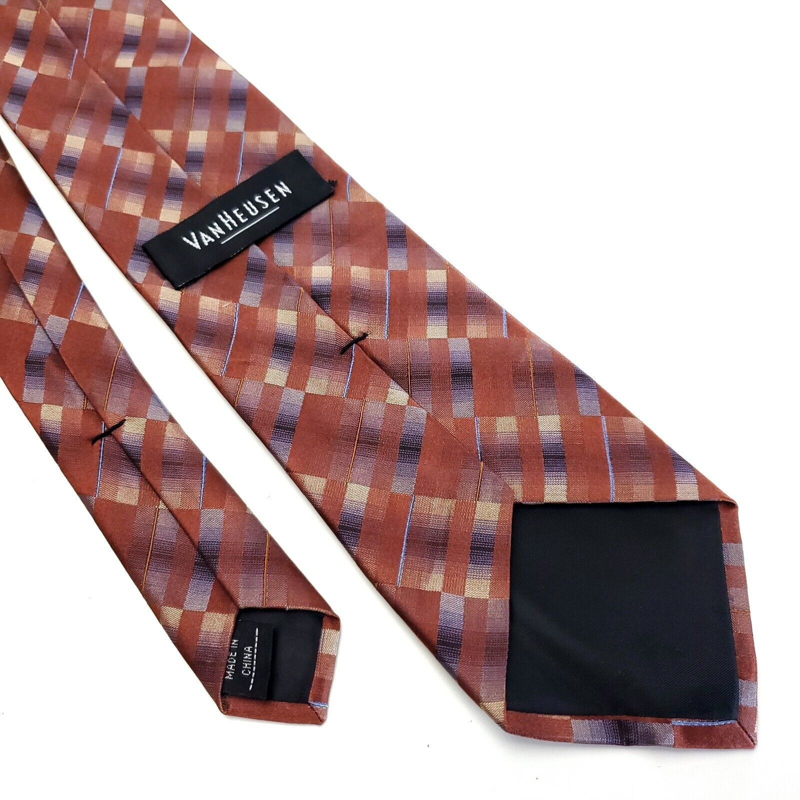 Van Heusen Van Heusen Brown Abstract Striped Silk Tie Size ONE SIZE - 5 Thumbnail