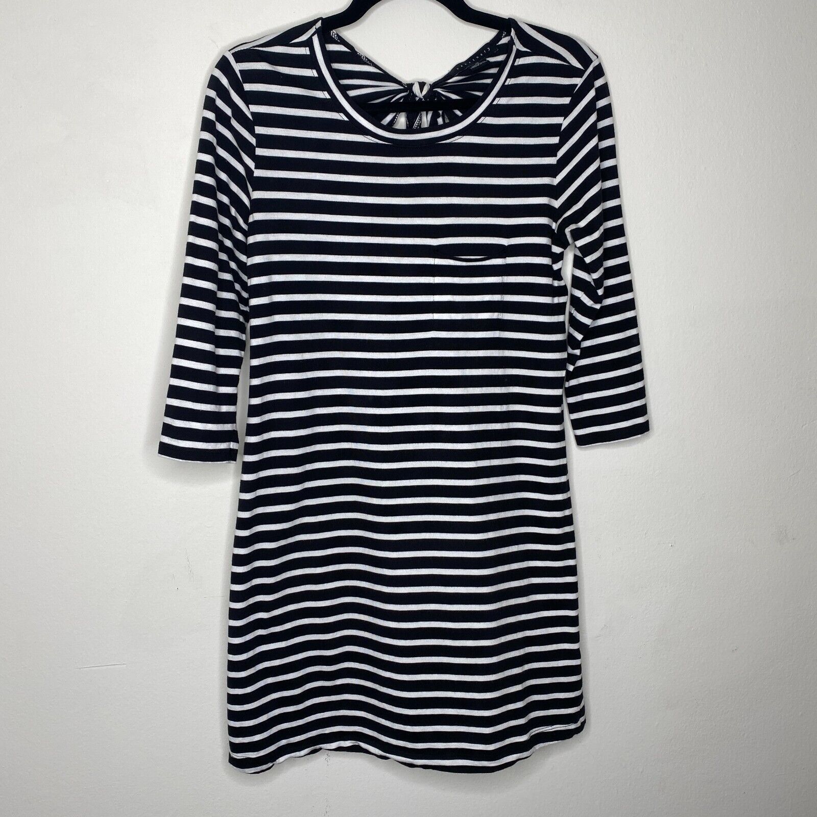 Sanctuary Sanctuary 3/4 Sleeve Black White Stripe Open Tie Back Dress Size XS / US 0-2 / IT 36-38 - 1 Thumbnail